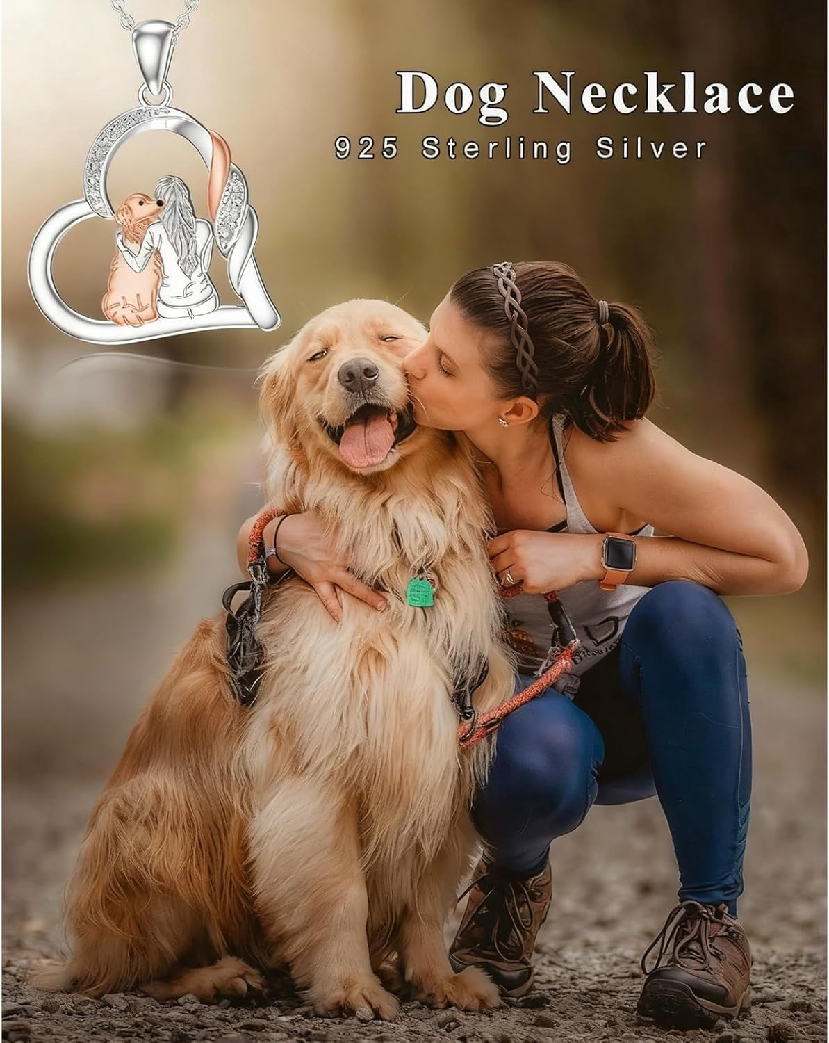 Dog Necklace for Women 925 Sterling Silver Hug Dog Heart Pendant Memorial Gifts Puppy Jewelry Christmas Stocking Stuffers for Mom Friend