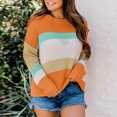 thumbnail image 2 of Black and Friday Deals 50% Off Clear! asdoklhq Womens Plus Size Clearance,Stripes Patchrk Long Sleeves Casual Sweater Blouse Tops, 2 of 9
