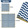 thumbnail image 2 of Gift Boutique Cocktail Napkins, Wavy Blue & White Striped Disposable Paper Beverage Napkins, 2-Ply, 100 Count, 5 x 5 in Folded, 2 of 8