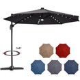thumbnail image 4 of Costway 10ft Solar LED Cantilever Offset Patio Umbrella 360dgrees Rotation Aluminum Gray, 4 of 7
