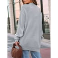 thumbnail image 5 of Womens Oversized Cardigan Soft Knit Cardigan Sweater with Pockets Grey M, 5 of 6