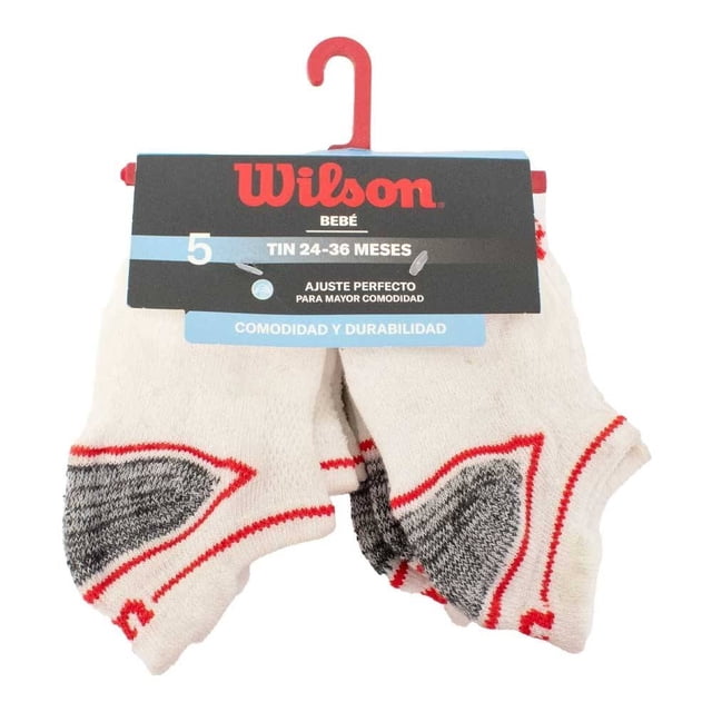Tines Wilson para Niño Talón Gris con Detalles Rojos 5 Pares Talla 2-3 A