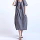 thumbnail image 5 of Vestido tipo caftán largo tipo túnica con bolsillos y manga corta y cuello redondo holgado para mujer, 5 of 5
