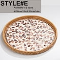 thumbnail image 2 of Rattan Tray with Mother of Pearl Inlay Wooden Base, Serving Basket for Breakfast Food, Round Tray as Coffee Table Decor, Mother of Pearl Decoration, Storage and Display, 2 of 8