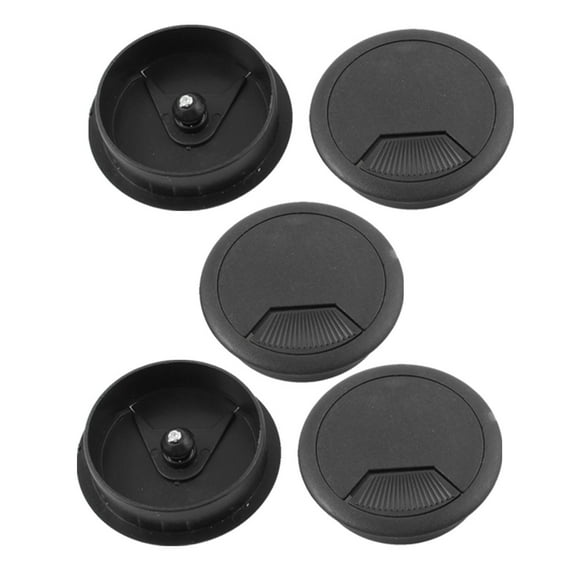 Unique Bargains 5pcs Office PC Computer Desk 50mm Diameter Grommet Cable Hole Cover Black