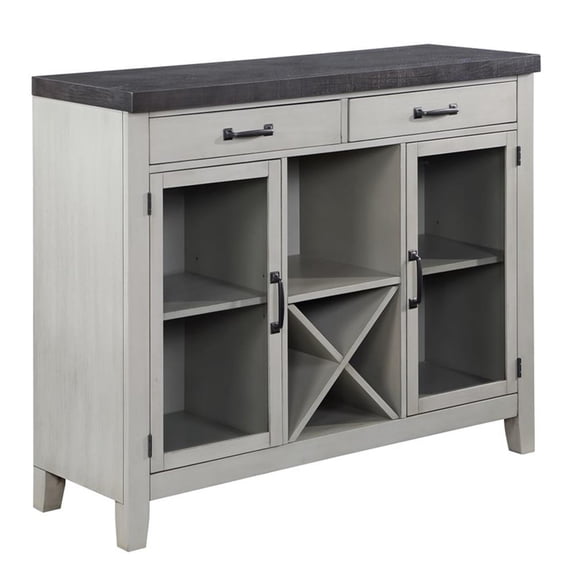 Bowery Hill Transitional Stone Gray and Charcoal Wood Server