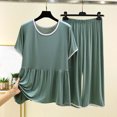 thumbnail image 2 of fatyb Women's 2 Piece Lounge Sets Short Sleeve Pajama Tops Soft Wide Leg Pants Casual Outfits Sleepwear, 2 of 5