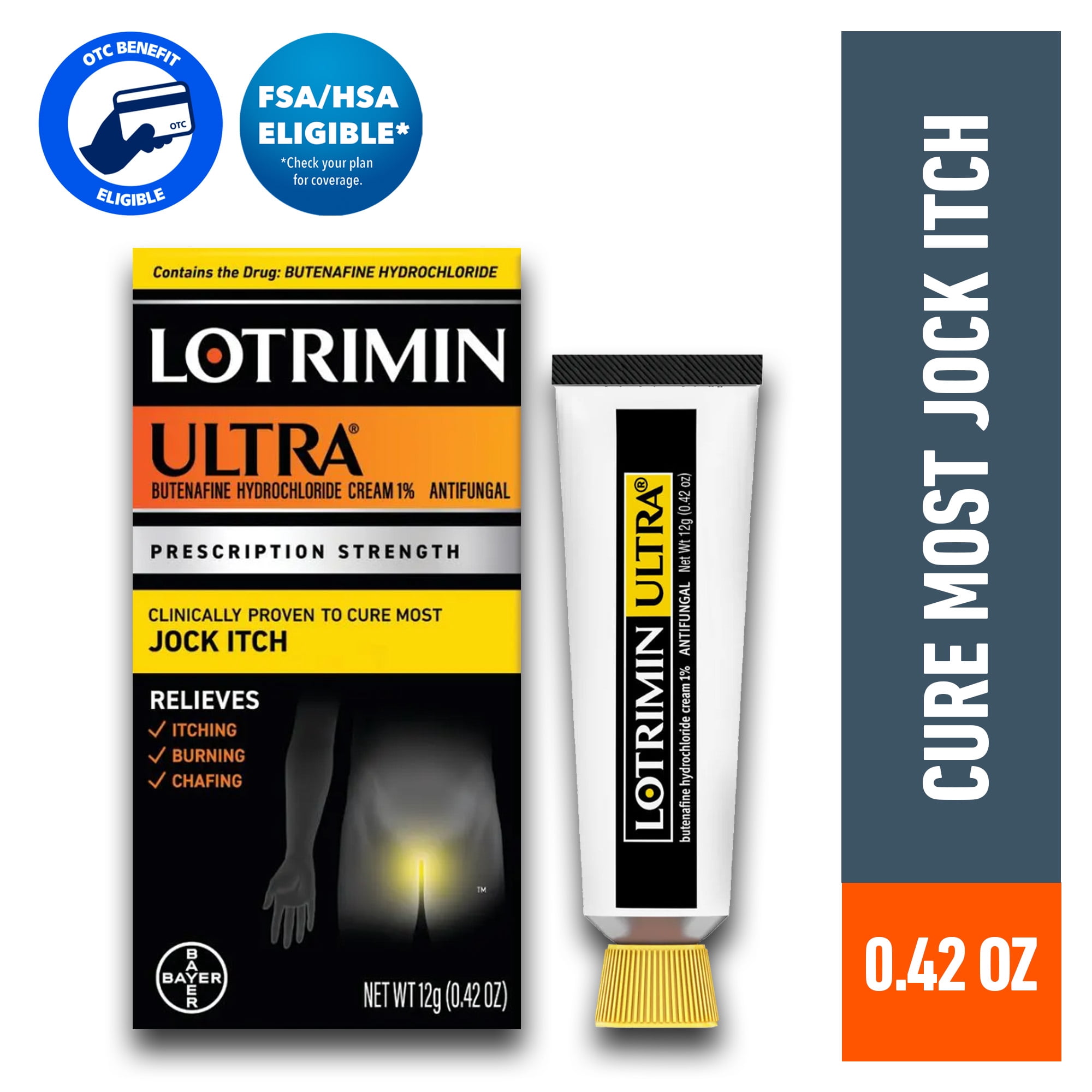 (4 pack) Lotrimin Ultra Extra Strength Jock Itch Antifungal Treatment Cream, 12G Tube