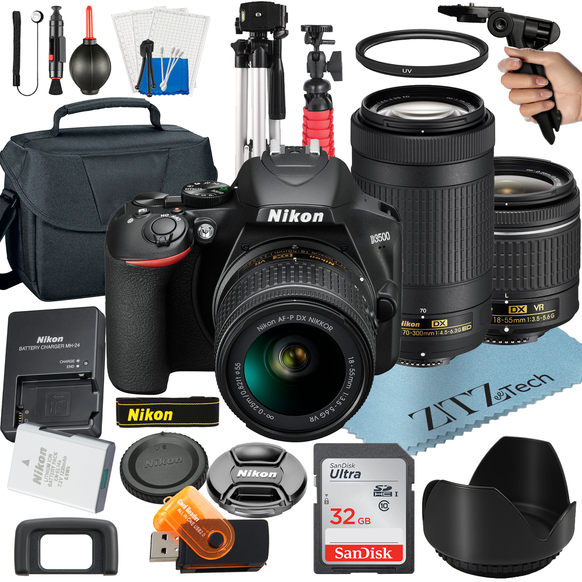 Nikon D3500 DSLR Camera Bundle with NIKKOR 1855mm Lens + 70300mm Lens