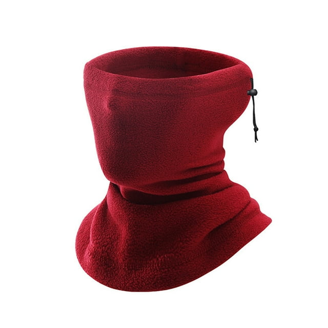 Multifunctional Outdoor Sports Fleece Neck Gaiter Face Cover with Drawstring for Cycling Hiking Running Skiing Windproof Warm Breathable