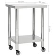 thumbnail image 4 of vidaXL Kitchen Work Table with Wheels 60x30x85 cm Stainless Steel, 4 of 5