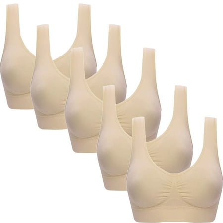 

Elbourn Women s Sports Bras Padded Seamless Comfort Everyday Sleep Bra Pullover Comfort Flex Fit Wirefree Bra 5 Pack