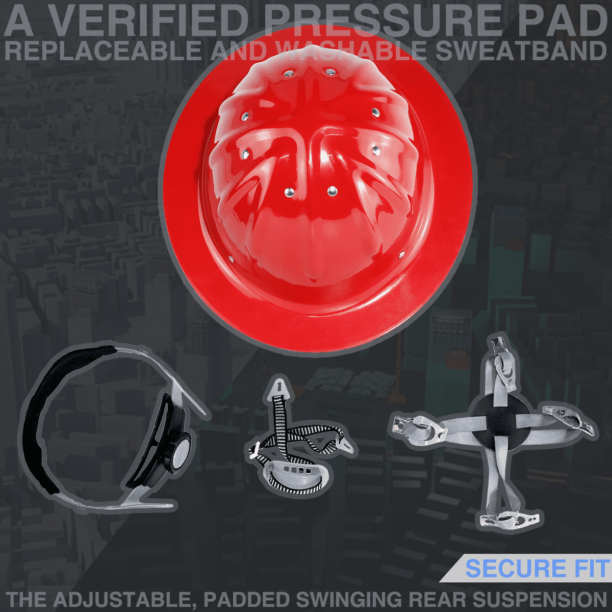 Aluminum Safety Hard Hats Helmet with Ratchet Suspensions Silver Safety Cap One Size Helmet Fits Most(Red)