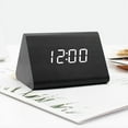 thumbnail image 1 of (Negro) Reloj despertador digital de madera con brillo ajustable, control de voz, reloj LED rectangular con pantalla de hora y temperatura, decoración del hogar, 1 of 4