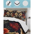 thumbnail image 4 of Colored Flower Twin XL Size Down Alternative Comforter,Lightweight Comforter Quilt Bedding Set with Pillow Shams Retro Country Red Blue Floral Wildflower Bed Comforter Duvet Insert 68"x98", 4 of 7