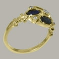 thumbnail image 3 of LBG British Made 9k Yellow Gold Natural Diamond & Sapphire Womens Anniversary Ring - 33 size options - Size 6.75, 3 of 6