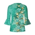 thumbnail image 5 of AXXD Button Down Shirts for Women V-neck Printed Summer 3/4 Sleeves Fashion Top for Woman Clearance Mint Green 4, 5 of 5