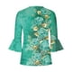thumbnail image 5 of Blusa de verano para mujer con estampado de pliegues sexy y mangas 3/4 con cuello en V y botones OAVQHLG3B Store  lin121212, 5 of 5