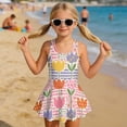 thumbnail image 3 of COEQINE Girls Tank Neck One Piece Swimsuit, V-Back Wide Strap Bathing Suit with Skirt for Kids 12-13 Years, Hawaiian Beach Swim Wear Dress Up for Girls, Cute Tulip Flower Patchwork, 3 of 8