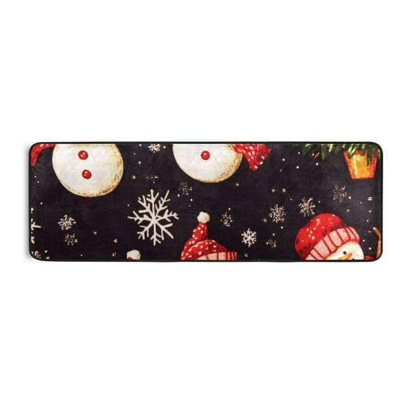 Christmas Snowman Runner Rug for Hallways Kitchen Non Slip 2'x 6' Washable Hall Carpet for Bedroom Entryway Laundry Room