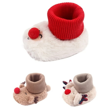 

LYCAQL Toddler Shoes Toddler Shoes Plus Velvet Floor Shoes Thick Cartoon Indoor Non Slip Christmas Toddler Shoes Boy Baby Shoe (Red 6 Toddler)