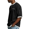thumbnail image 3 of Dwelliawo Mens Polo Shirts Short Sleeve Golf Oversized Waffle Shirt with Collar Casual Comfort Tshirts Heavyweight Quarter Quarter Zip Henley Shirts Black S, 3 of 7