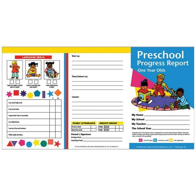 Flipside H-PRC09-6 Hayes Rapports d'Avancement Préscolaires pour les Enfants d'Un An - 10 par Pack - Pack de 6