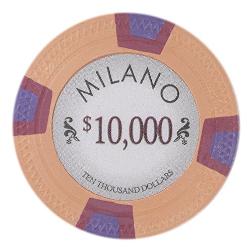 Claysmith Gaming Milano 10g Poker Chips, $10,000 Real Casino Clay, 50-pack