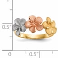 thumbnail image 4 of 14K Rhodium Plated Yellow Gold w/White Rhodium Satin D/C 3-Plumerias Ring Size 7, 4 of 6