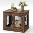 thumbnail image 1 of Dog Crate End Table with Double Doors, Heavy-Duty Farmhouse Kennel Furniture for Small & Medium Dogs, 1 of 7