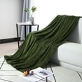 thumbnail image 6 of PiccoCasa All Season Lightweight Plush Fleece Blanket Soft Warm Flannel Bed Blanket Olive Green Queen (90"x90"), 6 of 6