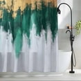thumbnail image 2 of Abstract Art Fabric Shower Curtain Green Gold Washable Shower Curtains for Bathroom, Waterproof Bath Curtain with Hooks Home Decor 72x72in, 2 of 8