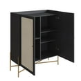 thumbnail image 4 of Boho Bar Cabinet - 36"L x 43"H with Gold Iron Legs, 2 Rattan Door Sideboard, Nero Black, 4 of 6