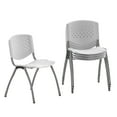 thumbnail image 3 of BizChair 5 Pack 880 lb. Capacity White Plastic Stack Chair with Titanium Gray Powder Coated Frame, 3 of 14
