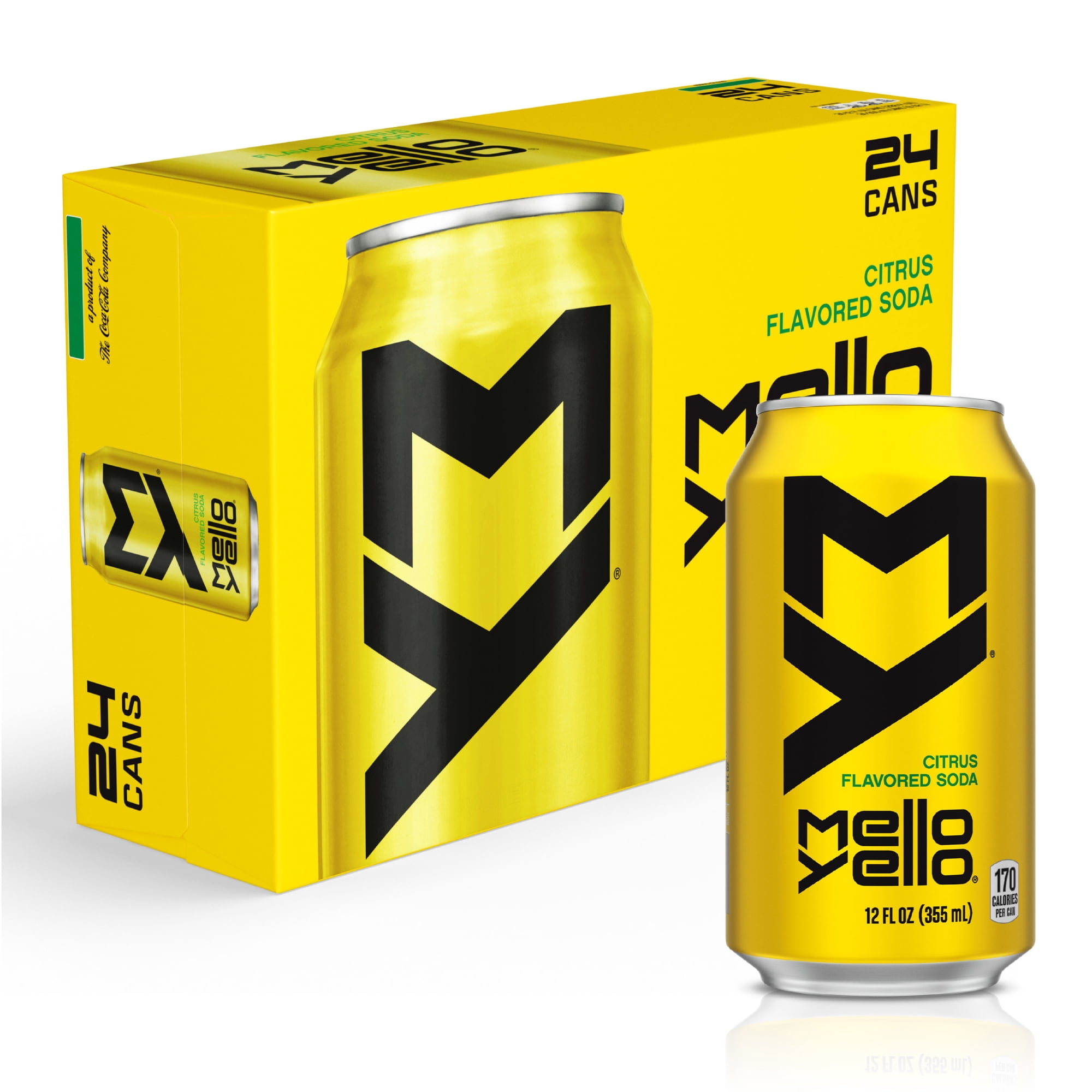 Mello Yello Citrus Soda Pop Cans, 12 fl oz, 24 Pack