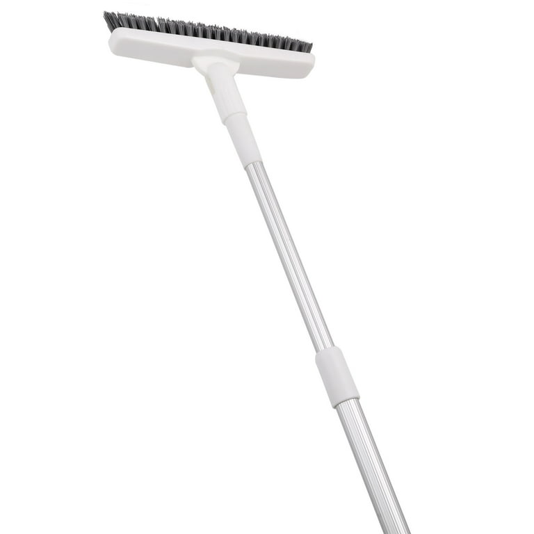 Floor Scrub Brush with Long Handle Adjustable, 2 in 1 Scrape and Brush  Stiff Bristle Scrubber Brush Shower Cleaning Brush for Deck, Bathroom,  Kitchen