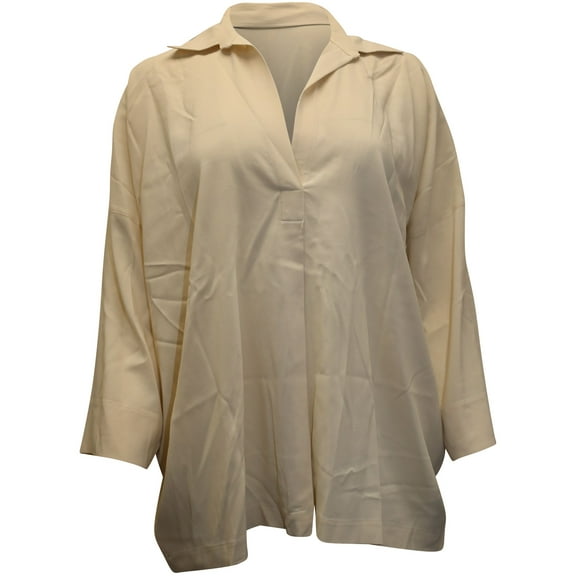 Pre-Owned Vince Long Sleeve Flowy Blouse in Beige Viscose