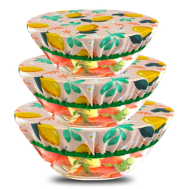 Wosthever 3 piezas de cubiertas para cuencos, almacenamiento de alimentos, hogar, interior, exterior, comedor, cocina, reutilizable, lavable, Mostrada