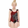 thumbnail image 3 of Himiko Toga Girls Swimsuit Ruffle One-piece Beachwear Kids Cute Swimwear Summer Bathing Suit 8-10Y（130cm）, 3 of 8