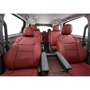 EKR Custom Fit Sienna Car Seat Covers for Toyota Sienna 2021 2022 2023 2024 2025 XLE,XSE,Limited,Platinum,Woodland Edition,7 Seat,Three Row,Full Set Leather(Burgundy)
