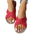 thumbnail image 2 of Sandalias planas recortadas de lino tejidas trenzadas informales de verano a la moda para mujer Wmkox8yii  hj789, 2 of 6