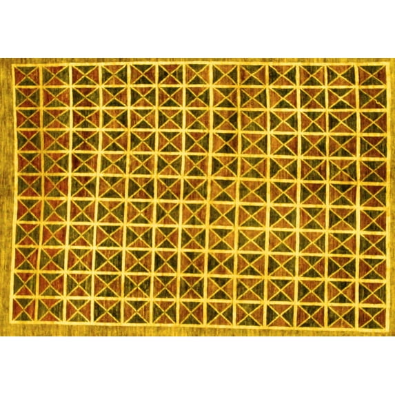 Ahgly Company Indoor Rectangle Oriental Yellow Modern Area Rugs, 4' x 6'