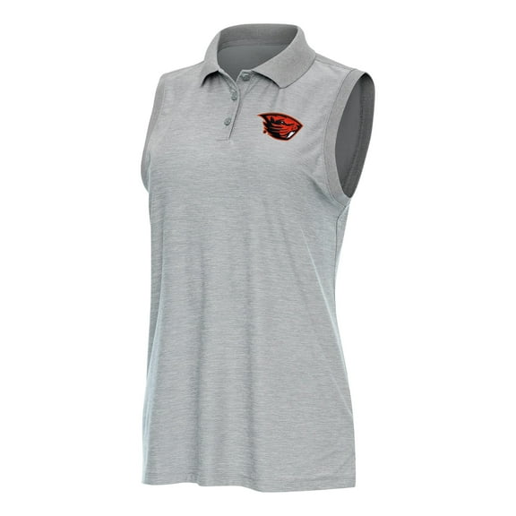 Women's Antigua  Heather Gray Oregon State Beavers Recap Sleeveless Polo