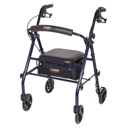 Carex Rollator Walker With Seat and Wheels, Includes Back Support, Rolling Walker for