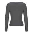 thumbnail image 4 of MeetoTime Women's Sexy Long Sleeve Square Neck Tops Slim Ribbed Stretchy Basic T-Shirts 2024, 4 of 5