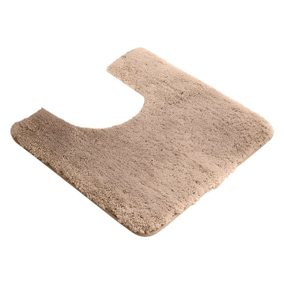 DERONA Beautiful Toilet Rugs U Shaped Washable Bath Rugs for Bathroom Non Slip Extra Soft and Absorbent Microfiber Bath Mat Plush Comfortable Contour Bath Rugs for Toilet Base Khaki