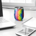 thumbnail image 3 of 12oz Stemless Wine Tumblers Rainbow Tie Dye Mandala Pattern Vacuum Insulated Stainless Steel Travel Tumbler Cups Mug with Lid and Straw for Champaign,Cocktail,Beer with Cleaning Brush, 3 of 5