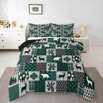 Homewish Woodland Animal Bear Queen Comforter Set,Country Farmhouse Lodeg Bedding Sets,Old Barn Door Bedding Comforter Set For Adults,Microfiber Bedroom Decor Reversible,3pcs