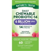 Probiotic Chewable for Men and Women | 6 Billion CFU | 60 Count | 14 Strains | Berry Flavor | by Nature's Truth