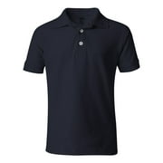 French Toast A9084H Boy's Husky Short Sleeve Pique Polo - Navy - 10H